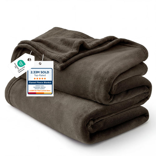 Brown Fleece Bed Blankets Queen Size Grey - Soft Warm Fathers Day Blanket for Dad Lightweight Cozy Anti-Static Microfiber, Room Home Decor Gifts for Husband and Men, 90x90 inches